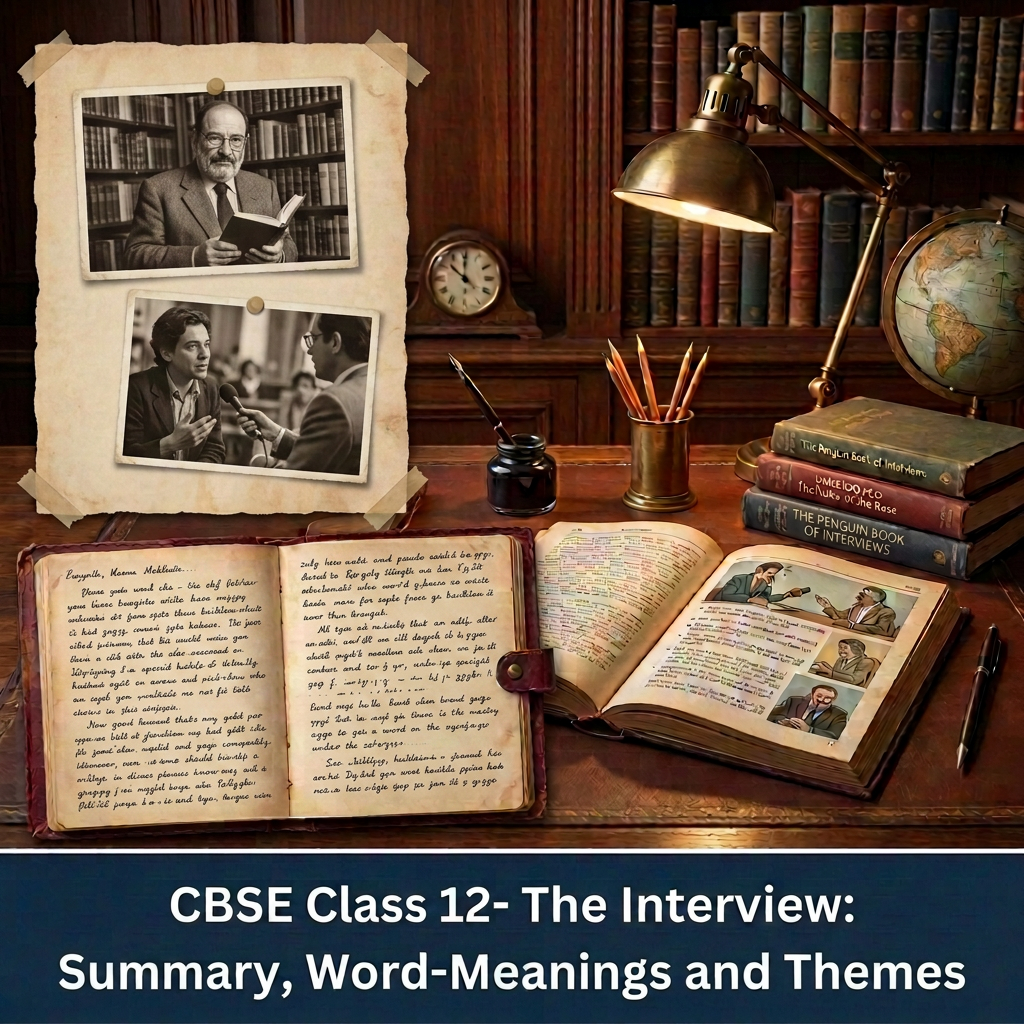 CBSE Class 12 The Interview: Summary, Word-Meanings and Themes; The Interview; A Necessary Evil; A Source of Truth; Word-Meanings; Themes